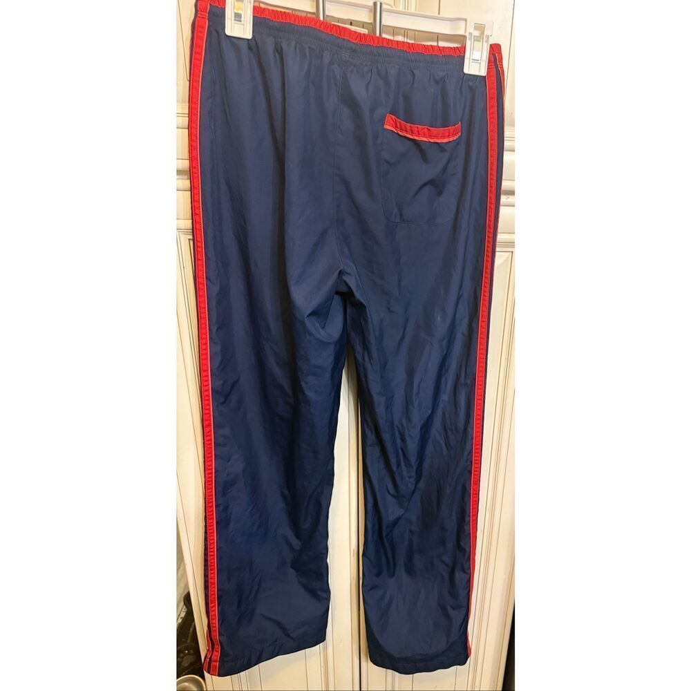 Adidas Youth Nylon Striped Drawstring Track Pants Navy Blue Red Size Medium